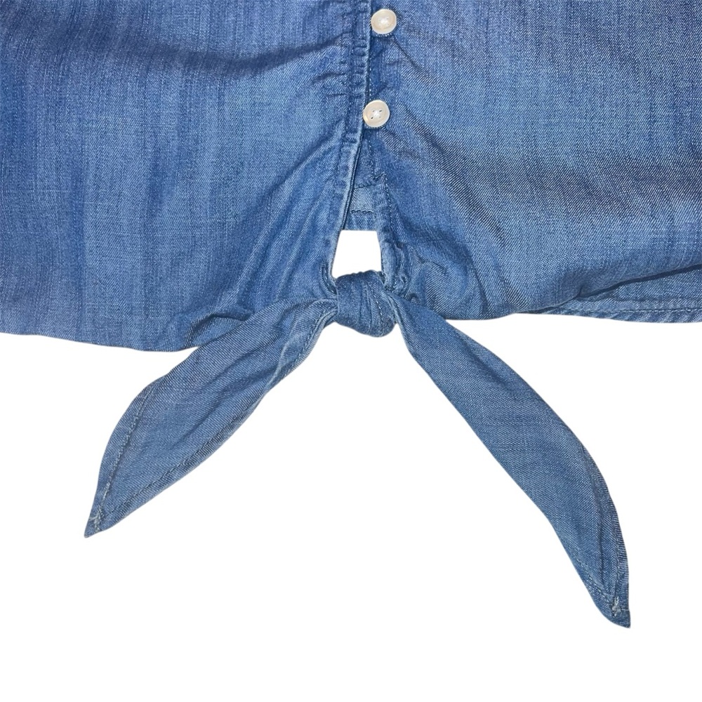 TALBOTS Plus Denim Tencel Sleeveless Top Sz 3X Tie-Front V-Neck GUC Casual - Picture 3 of 6